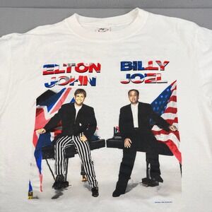 Vintage 1994 Elton John Billy Joel Face to Face Tour T-Shirt‎ Mens XL White